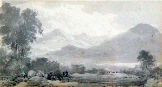 John Glover (1767-1849) A mountainous landscape, 2.25 x 4in.